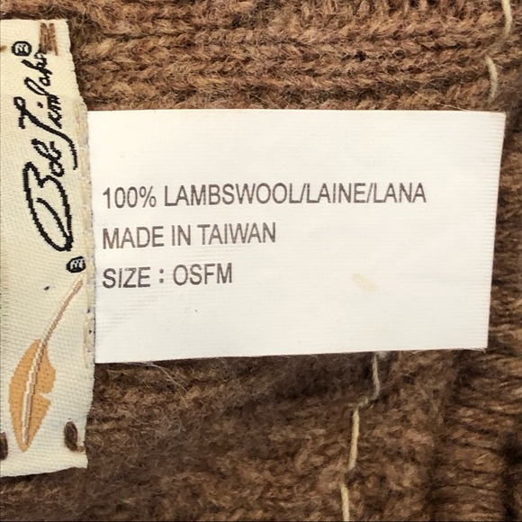 Bob Timberlake 100% Lambswool Heathered Brown Wooden Button Long Fringed Scarf - Picture 7 of 7